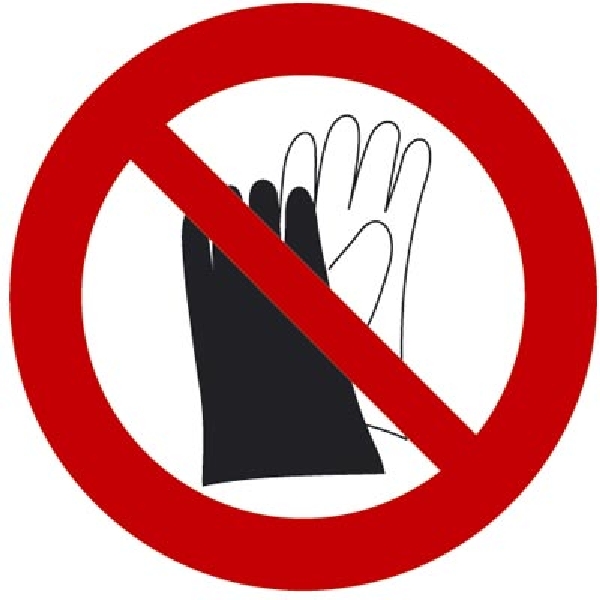 Schutzhandschuhe tragen verboten